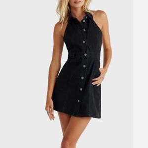 Free People Sami Dress - Distressed black denim - size XS